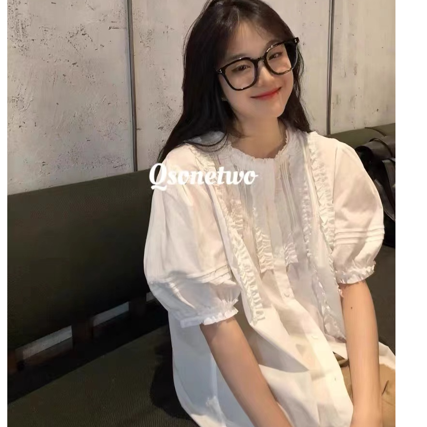 Pada.嘻& QS【甜美花边】韩系甜美 花边设计小衫 486442 Hi Fortune