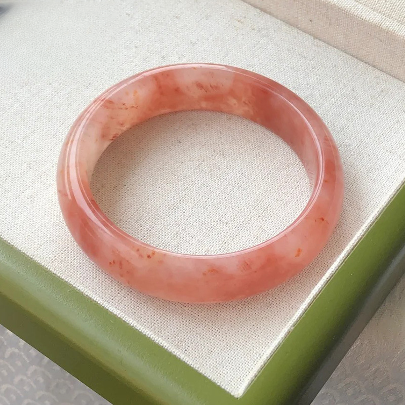 红丝玉龙纹桃花酿 天然红丝玉招桃桃手镯小众珠宝（多样性发其一）