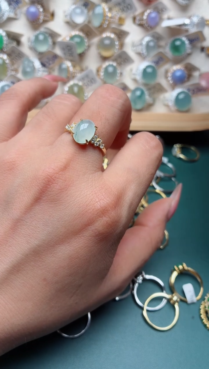 银S925镶嵌戒指翡翠.