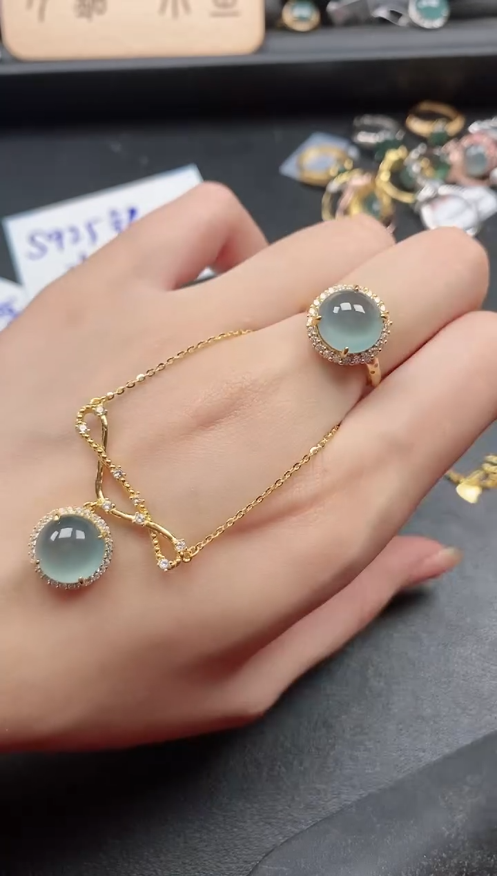 翡翠戒指银S925镶嵌51151
