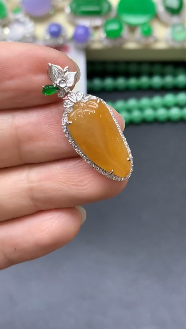 颈饰18K金镶嵌翡翠439-中国好珍宝