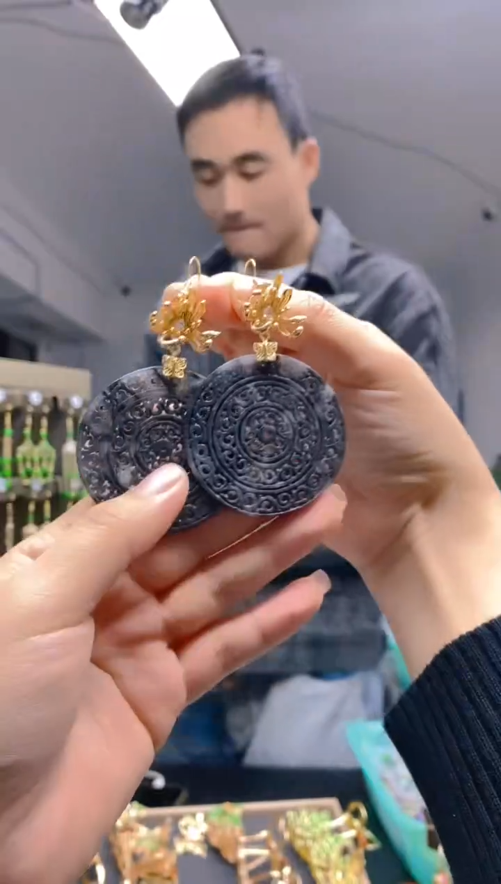 【闪购商品】翡翠耳饰合金0482翡翠耳钩