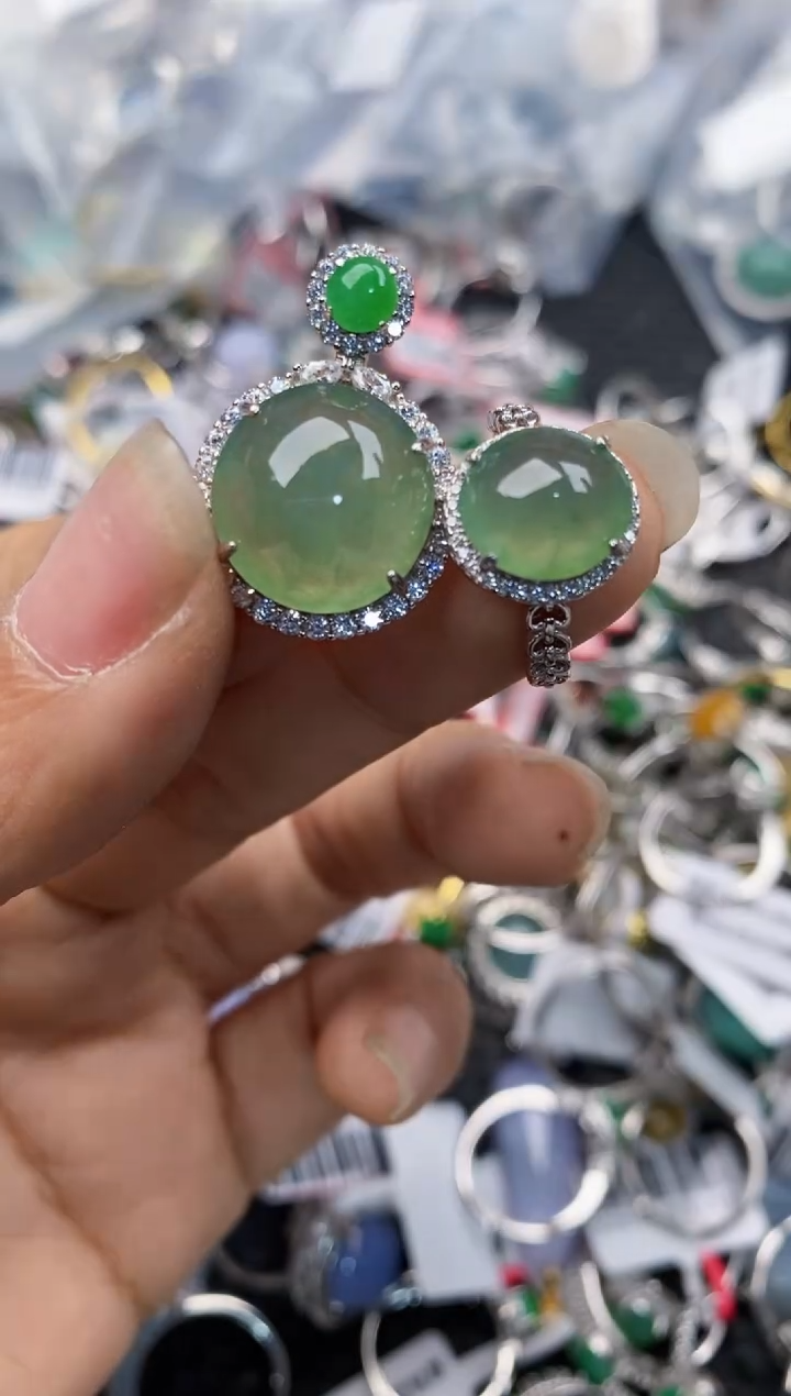 银S925镶嵌戒指翡翠999---2