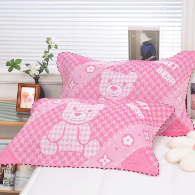 亲肤加厚纱布枕巾--小熊