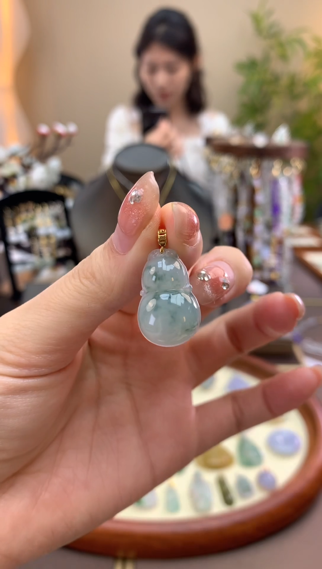 【闪购商品】翡翠颈饰18K金镶嵌葫芦