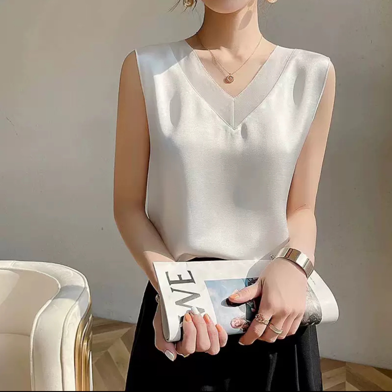 性感大码纯欲蕾丝吊带网红辣妹同款无袖打底通勤6010