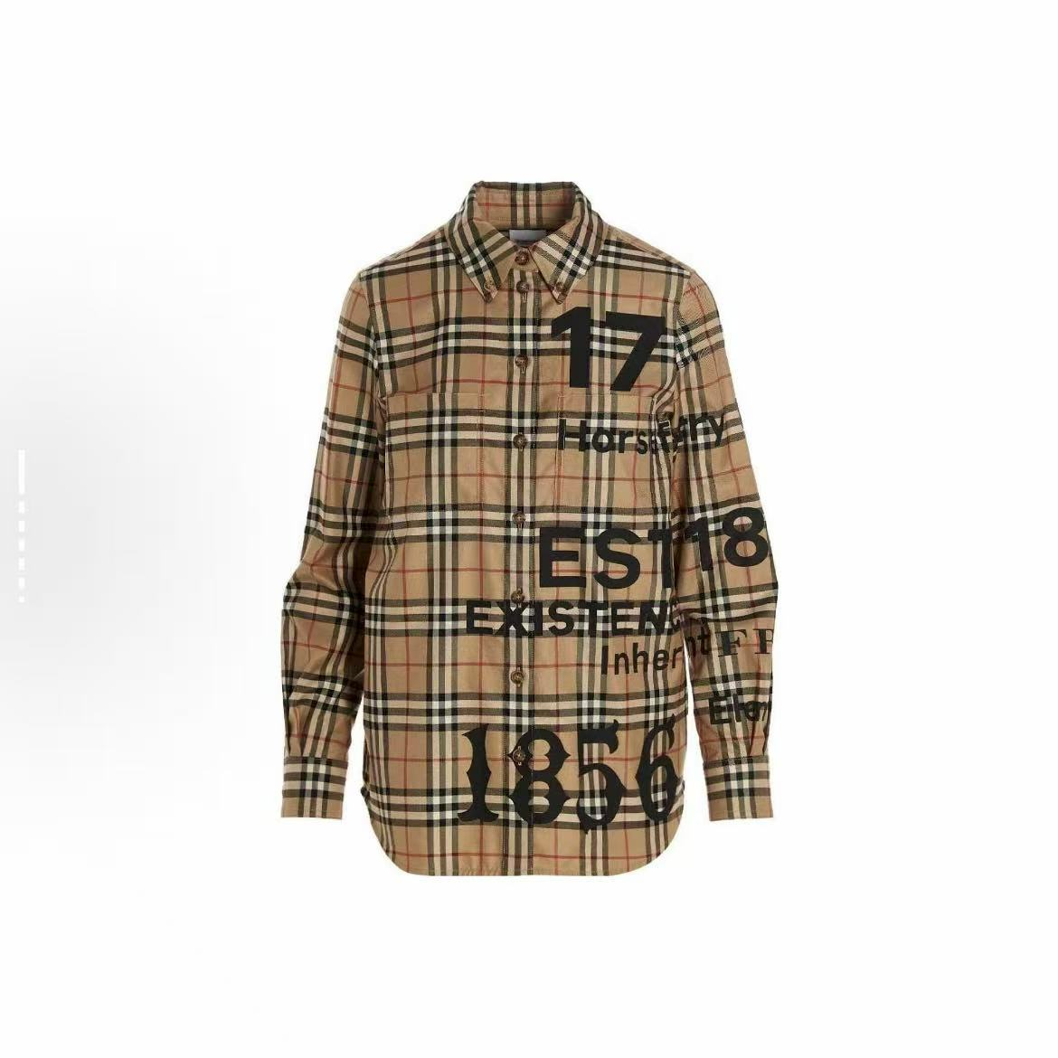 未使用 BURBERRY/博柏利 字母印花翻领单排扣长袖衬衫 8058101/nn