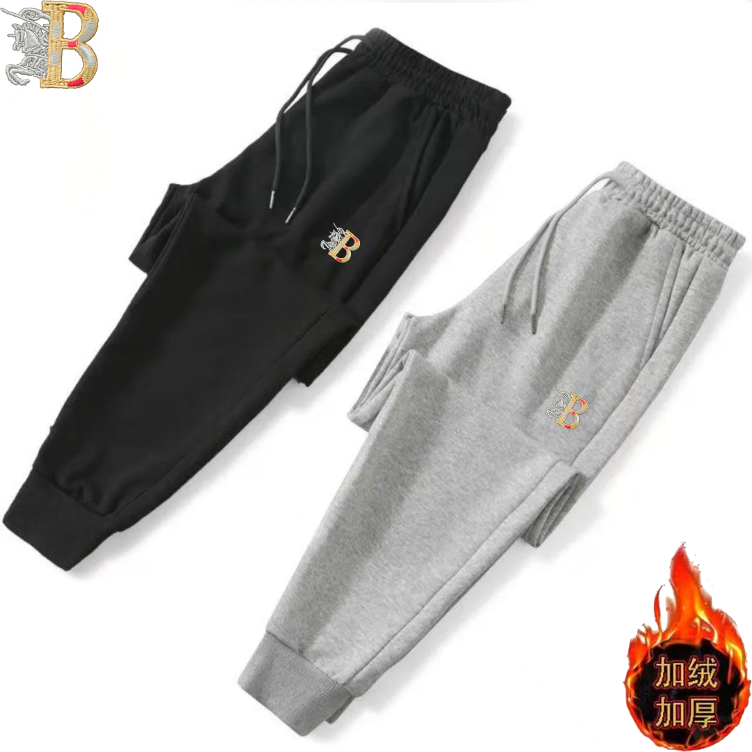 【加绒加厚】外贸单华棉加绒卫裤长裤束脚百搭时尚休闲裤刺绣JR999