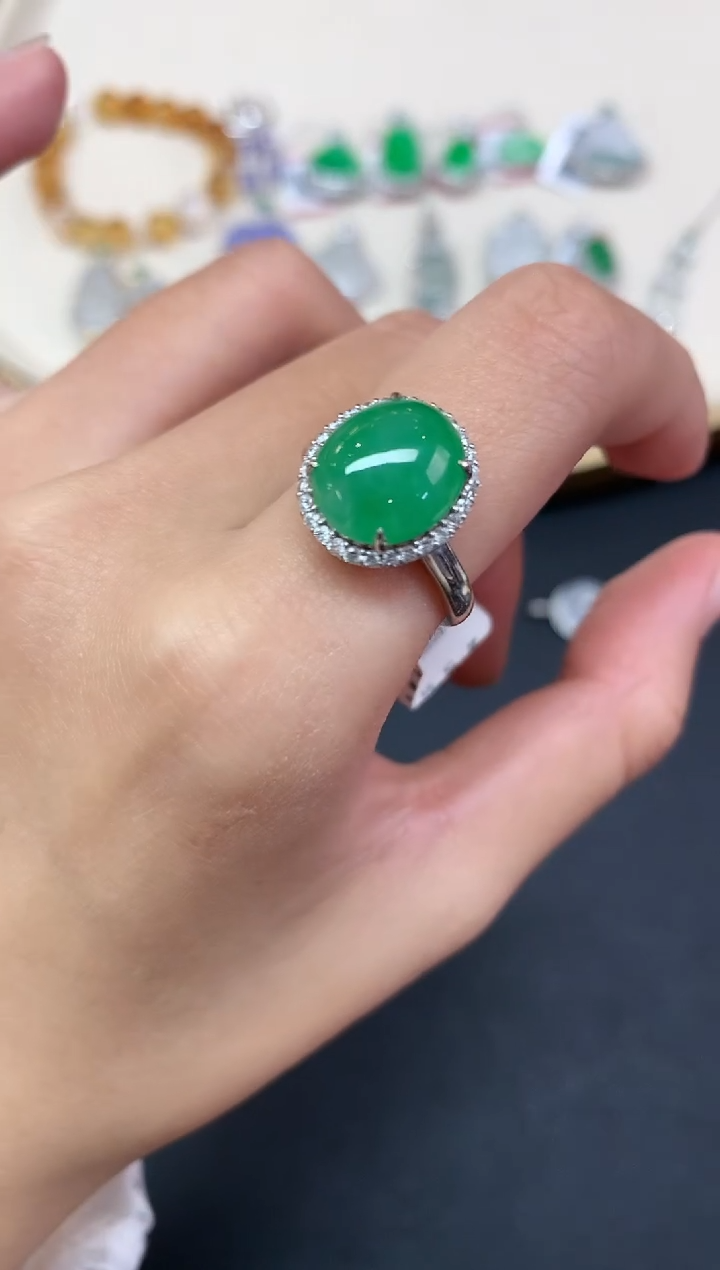 【闪购商品】翡翠戒指18K金镶嵌A452|5800