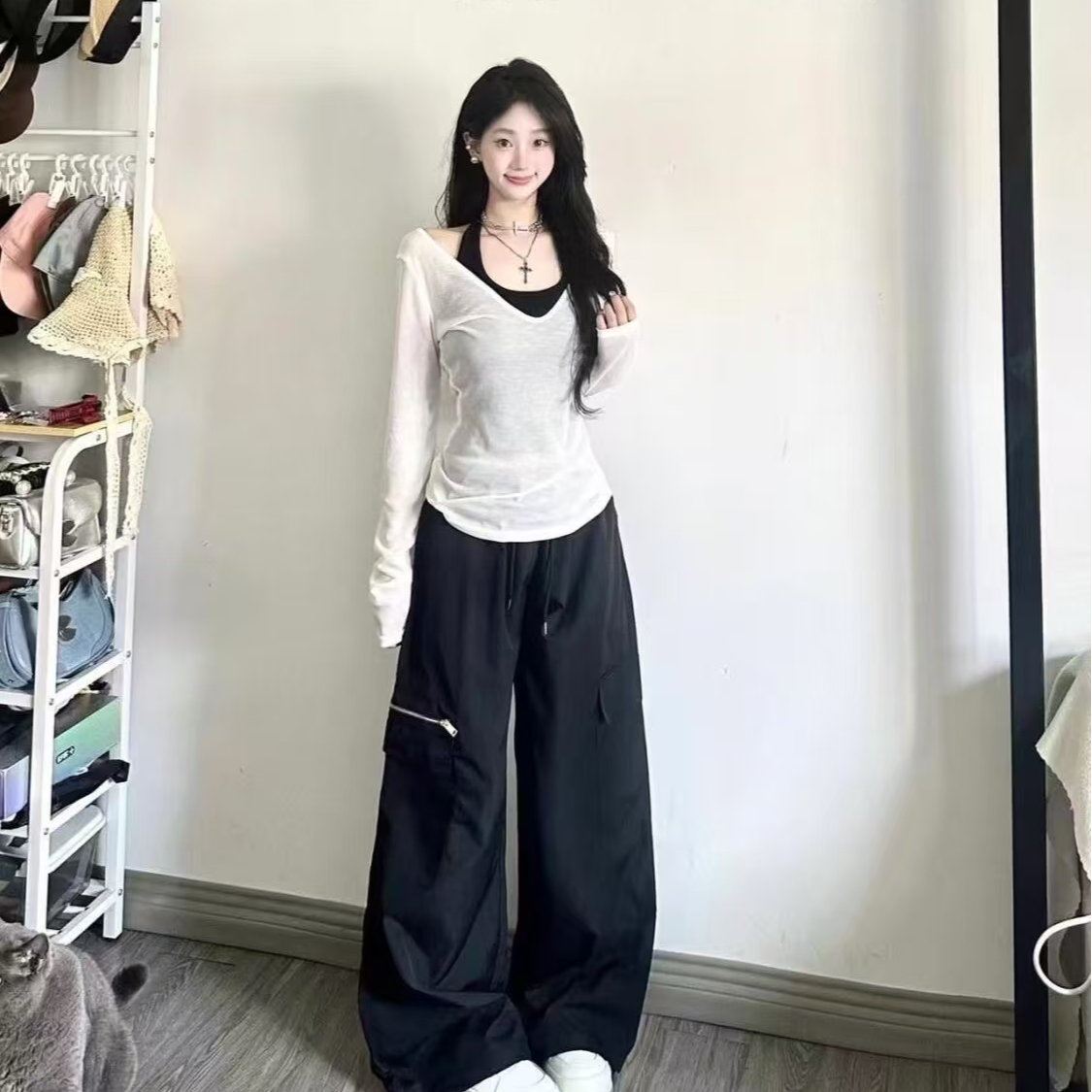 困困 高货孤品-no退no换，完美主义者谨慎下单！纯欲风套装纯高腰裤