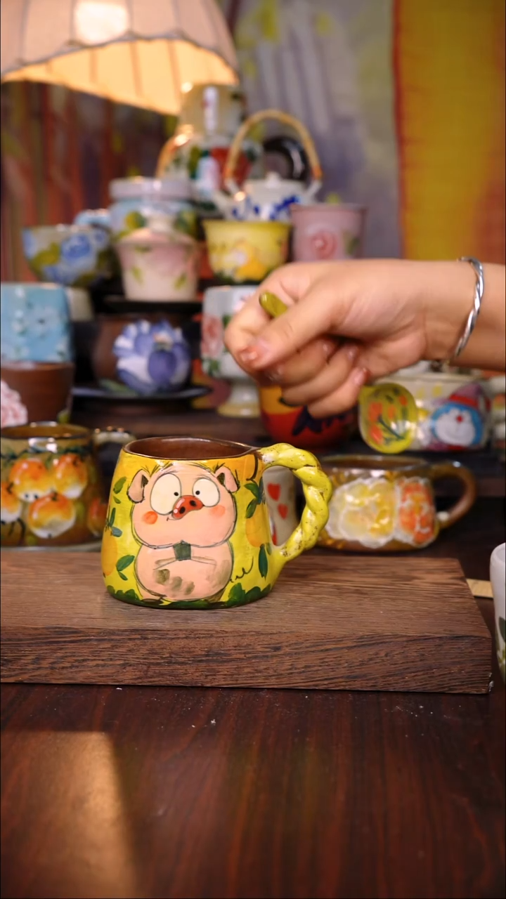 杯子陶泥垚手作 景德镇手工手绘陶瓷器物