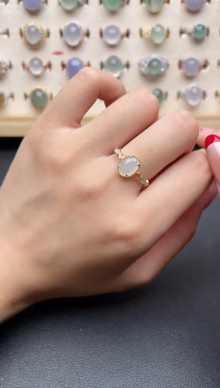 【闪购商品】翡翠戒指银S925镶嵌一物一证一礼盒