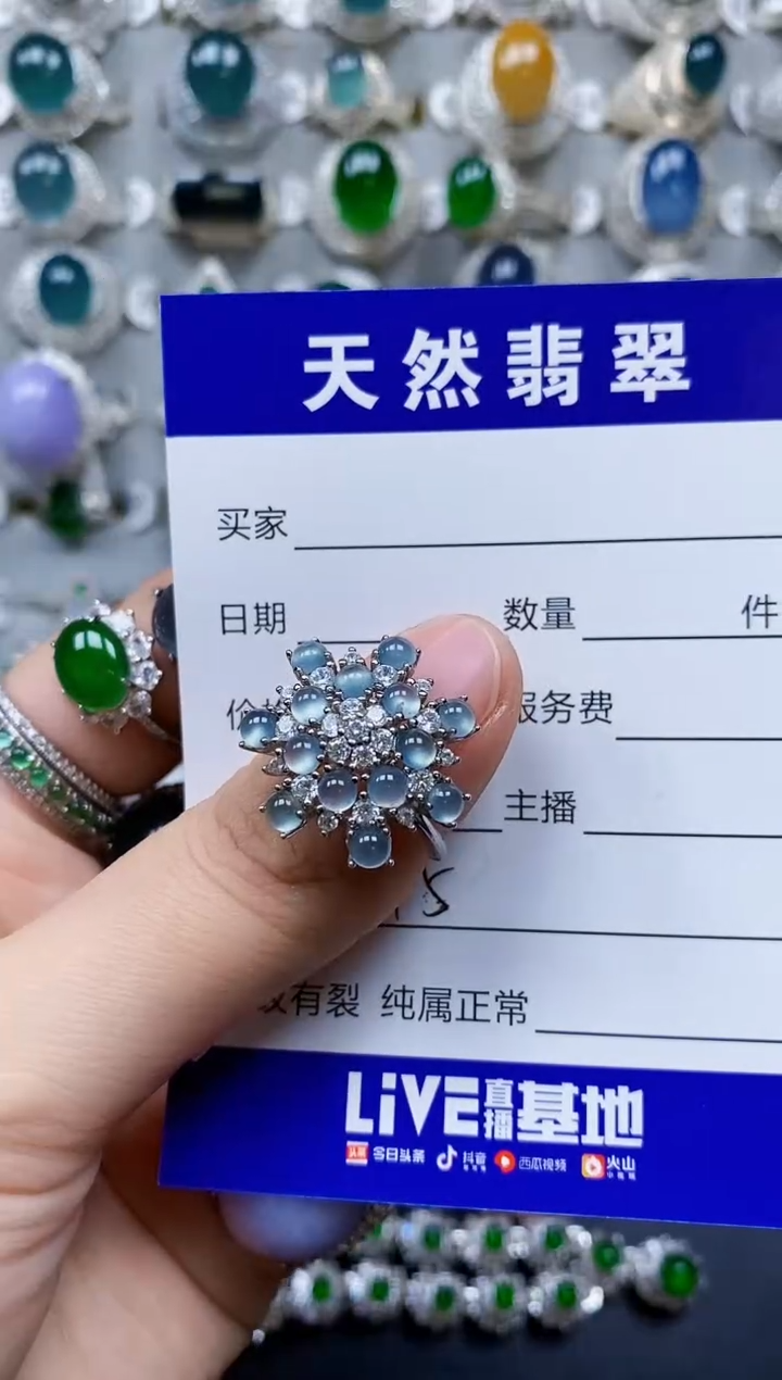【闪购商品】翡翠戒指银S925镶嵌0345