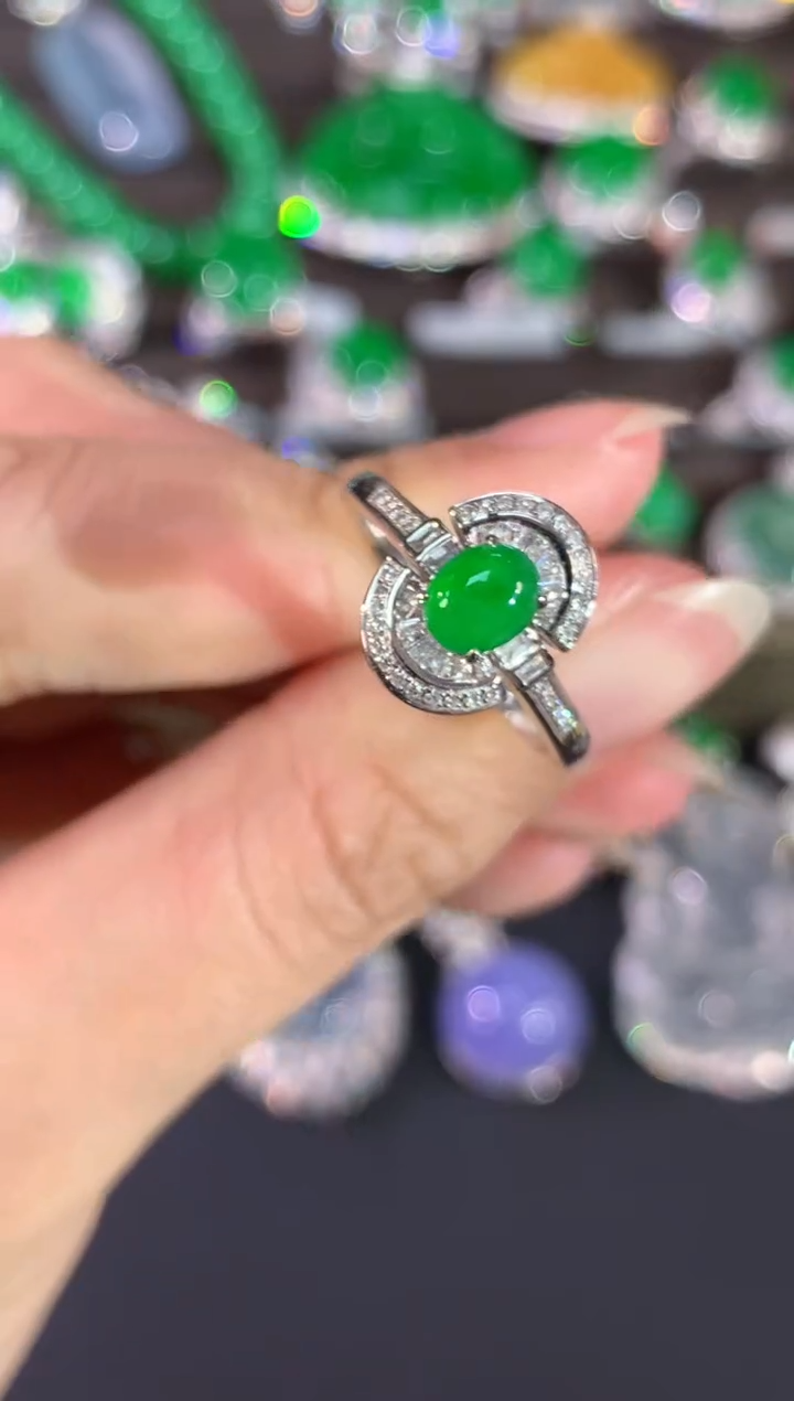 【闪购商品】翡翠戒指18K金镶嵌A632|5500