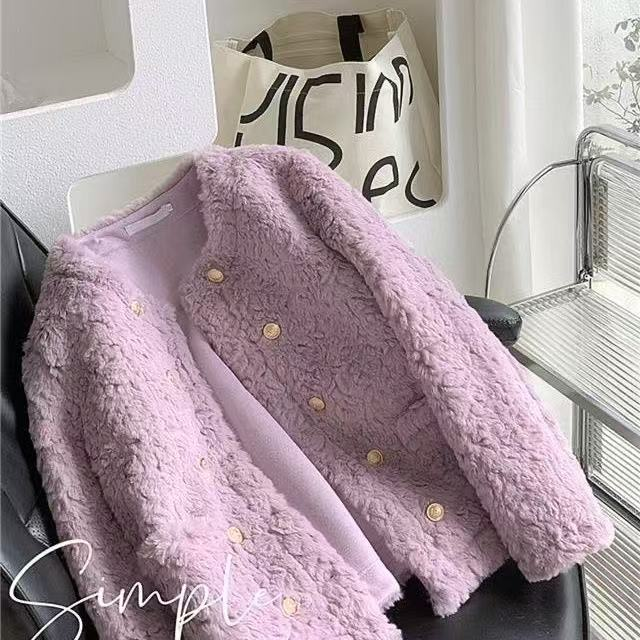 （现货+运费险）秋冬新款皮毛一体仿羊羔毛外套女时尚加厚毛毛上衣X