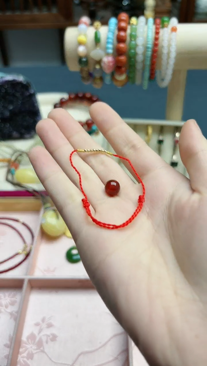 【闪购商品】玛瑙/玉髓手绳18K金镶嵌18k金玛瑙手绳*1 YX