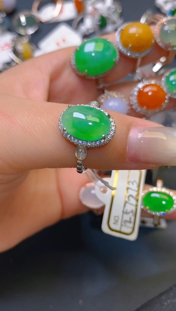 【闪购商品】翡翠耳饰银S925镶嵌天然A货翡翠1