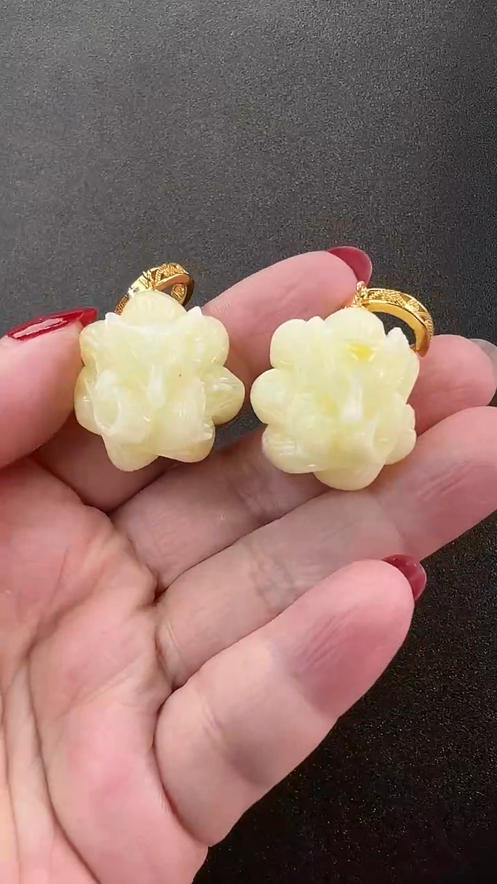 【闪购商品】琥珀耳饰银S925镶嵌耳环