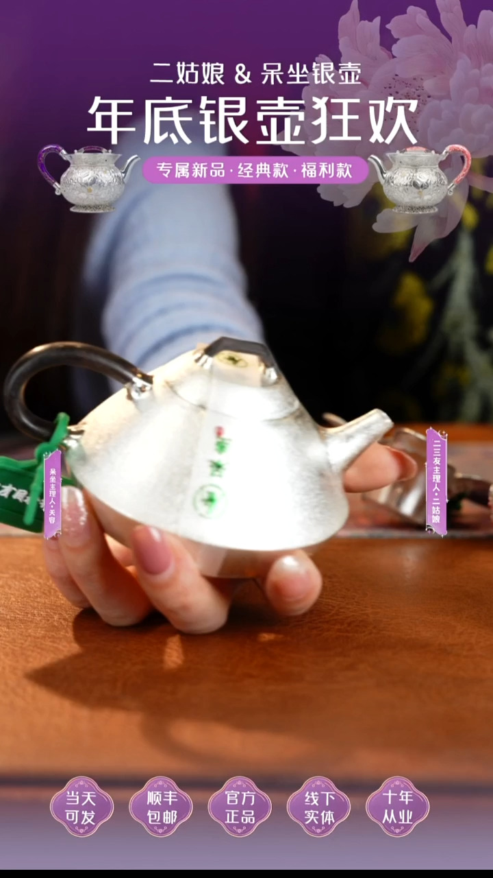 陶呆坐雪花纹轻石飘壶