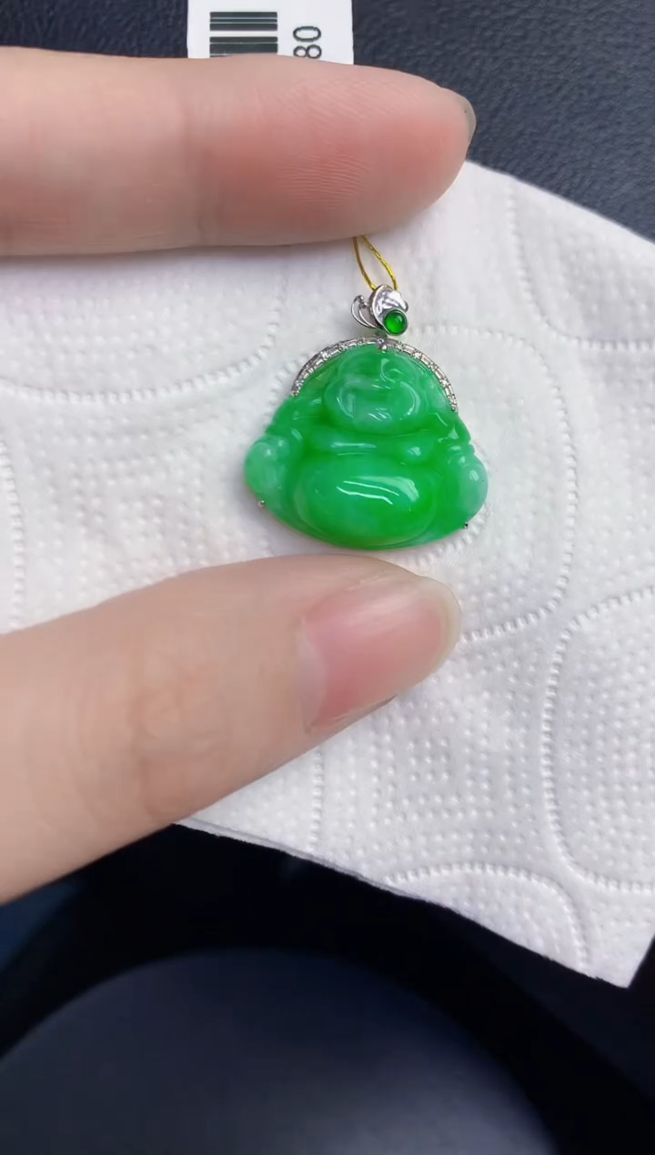 颈饰18K金镶嵌翡翠天然翡翠缅甸A货