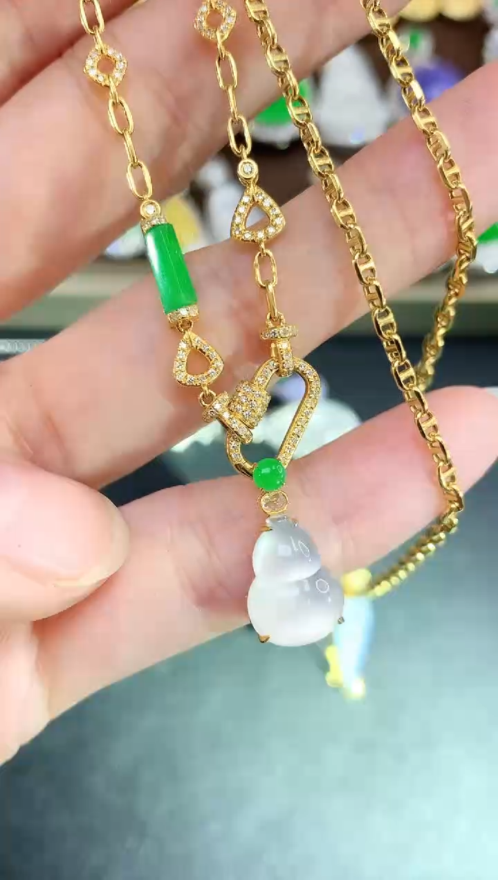 套链18K金镶嵌翡翠45|