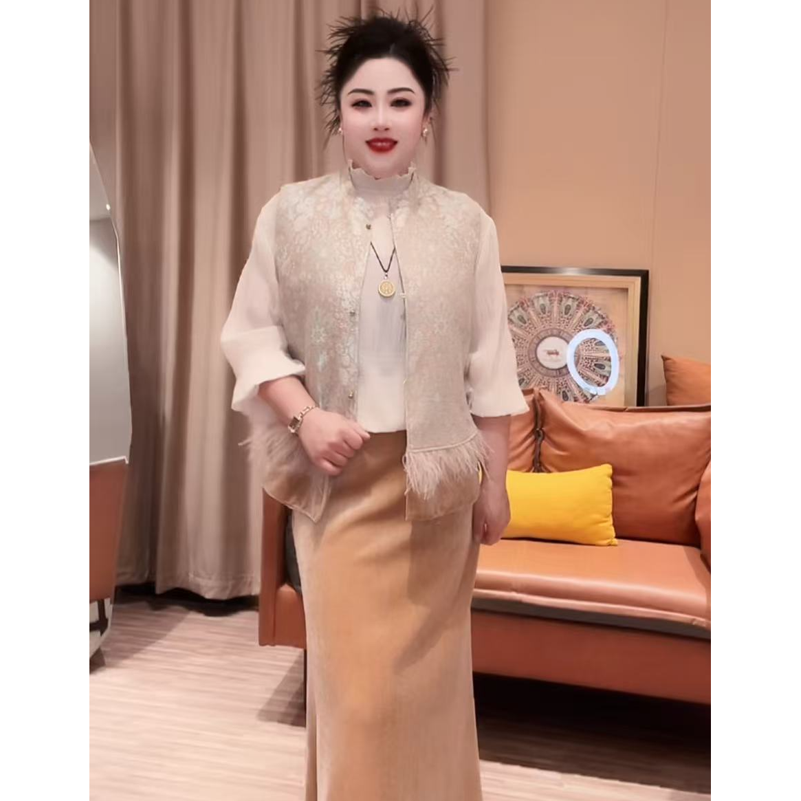 25051提花冬季奢华风刺绣女中国风新中式马夹2025新款洋气百搭NJ