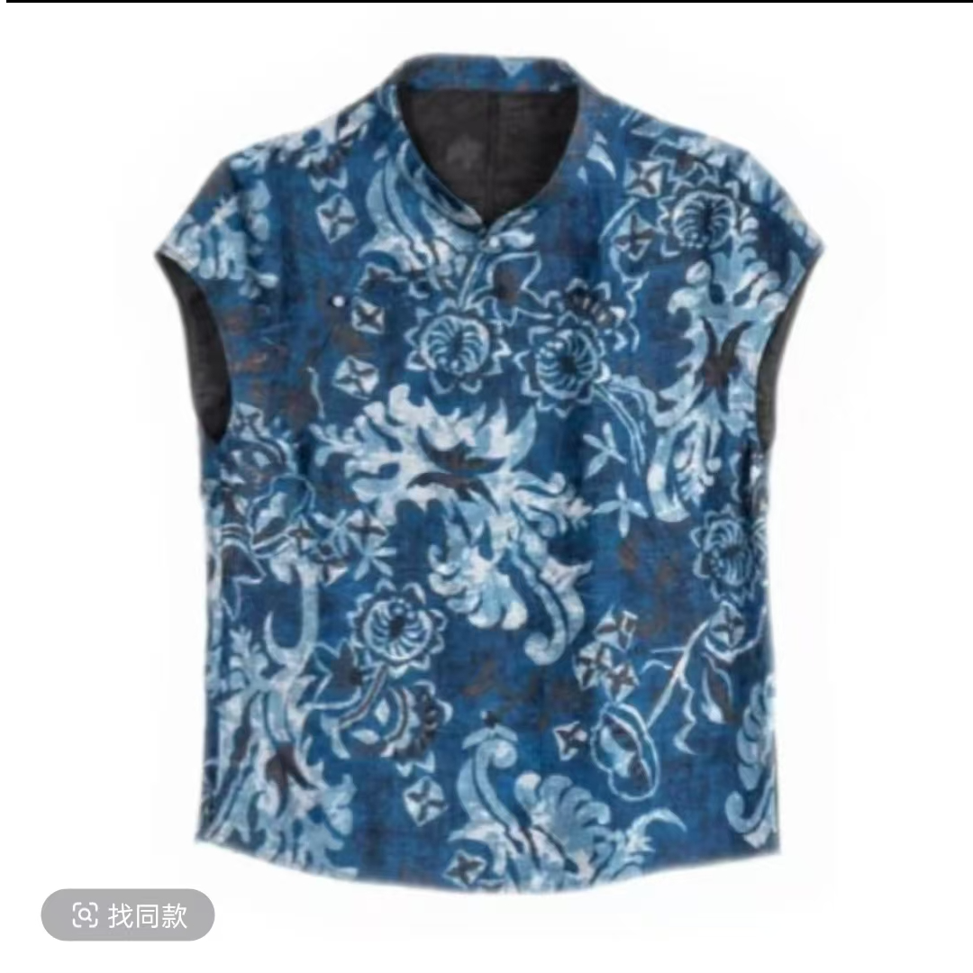 新款【青花瓷】设计师款新中式小衫夏季气质优雅提花短袖上衣衬衣