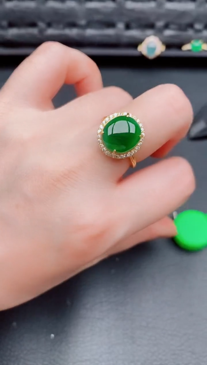 【闪购商品】翡翠戒指银S925镶嵌天然a货翡翠283