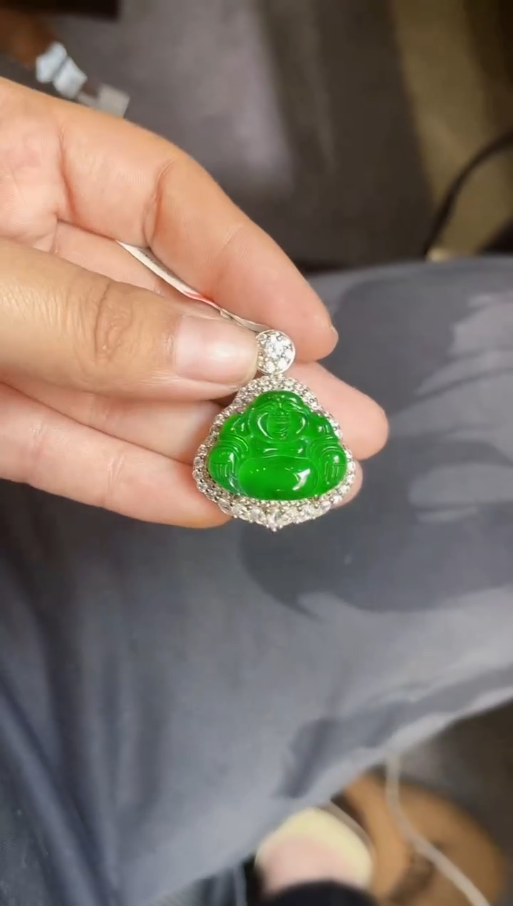 【闪购商品】翡翠颈饰银S925镶嵌佛公吊坠