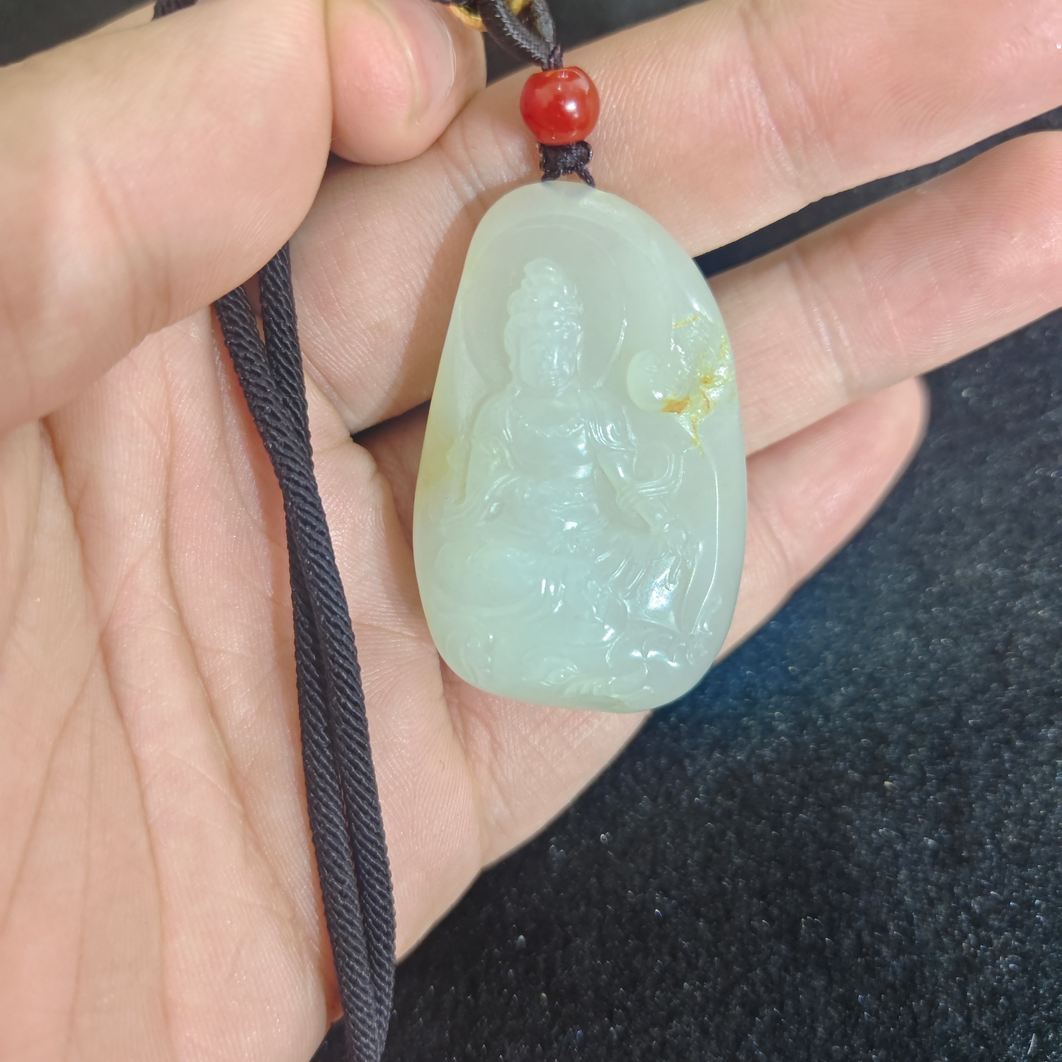 和田玉普贤观音手雕