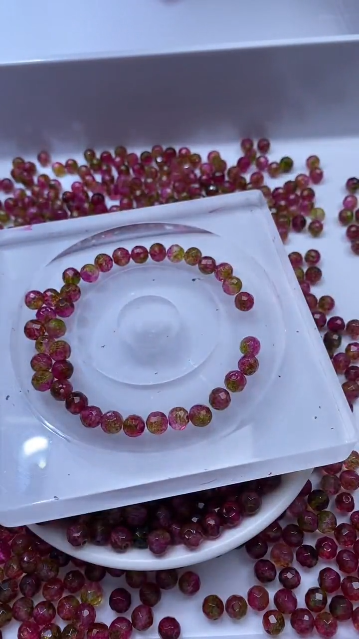 颈饰未镶嵌水晶W3244-西瓜碧玺切面6mm*10颗