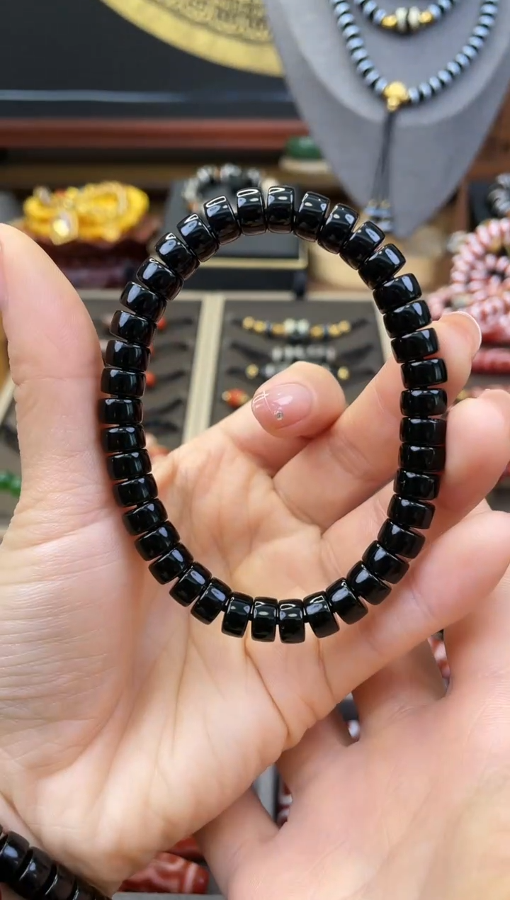 未镶嵌手链玛瑙/玉髓精品黑武士手链