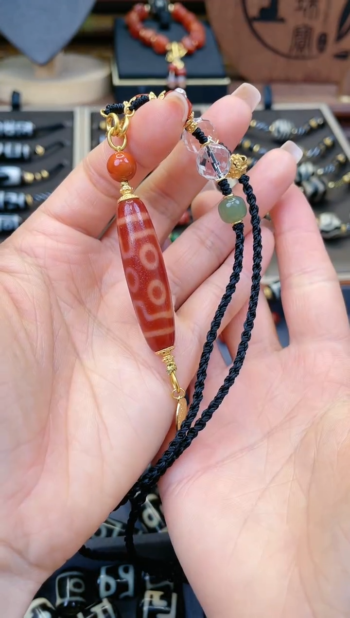 【闪购商品】玛瑙/玉髓颈饰未镶嵌美泓精品高油红肉七眼颈饰