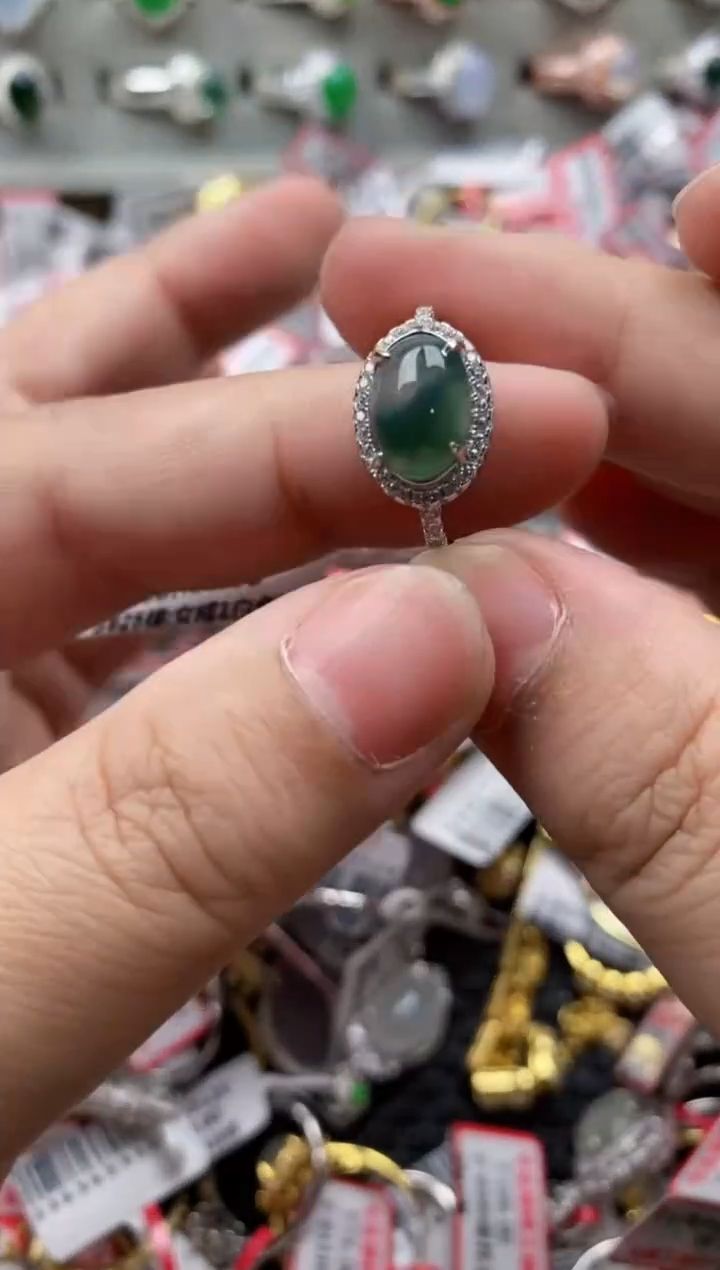 【闪购商品】翡翠戒指银S925镶嵌333333---3