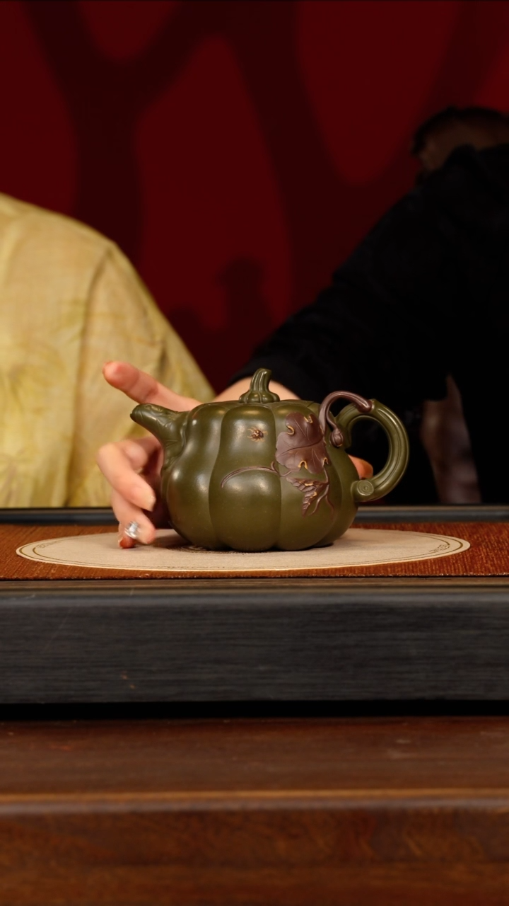 茶壶紫砂宜兴紫砂WJ 古绿泥 南瓜壶