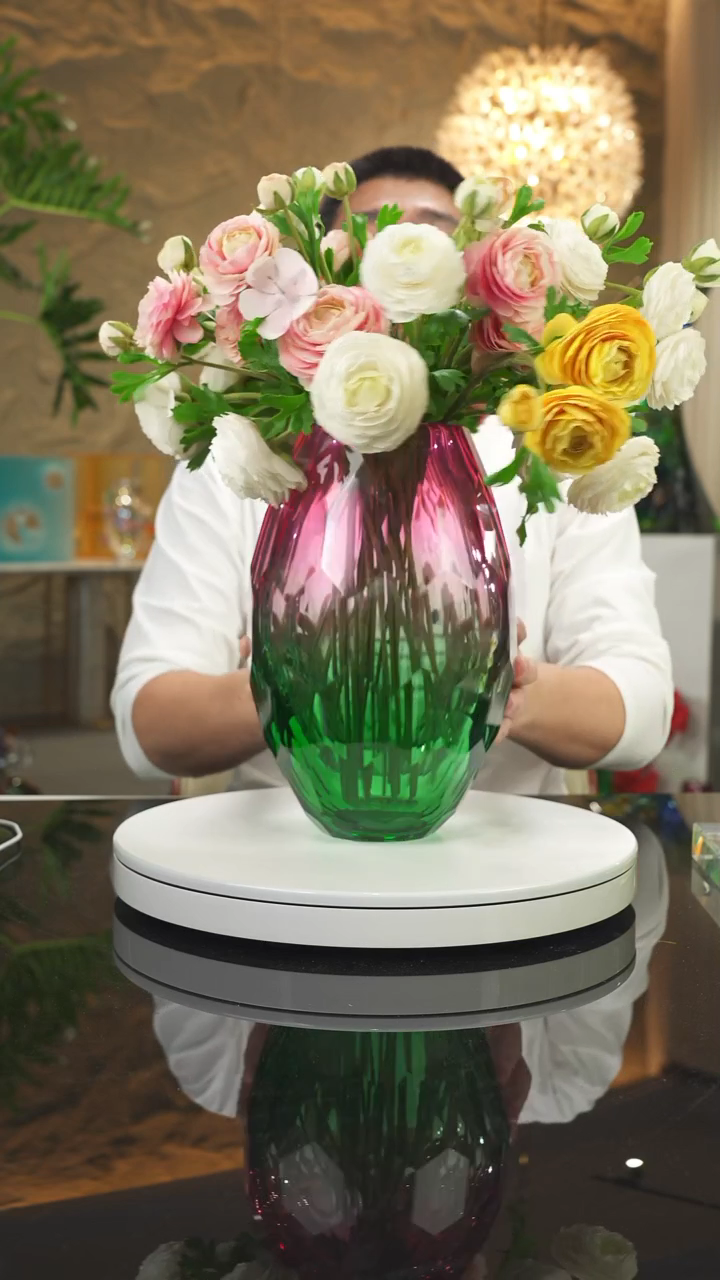 【闪购商品】摆件金红绿切面花瓶