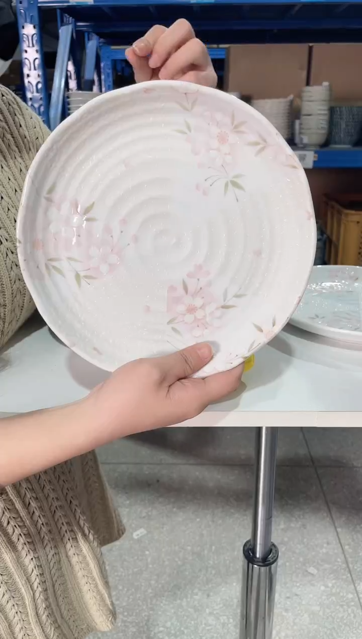 陶瓷2支垂枝雨樱21.6*2.5CM平盘