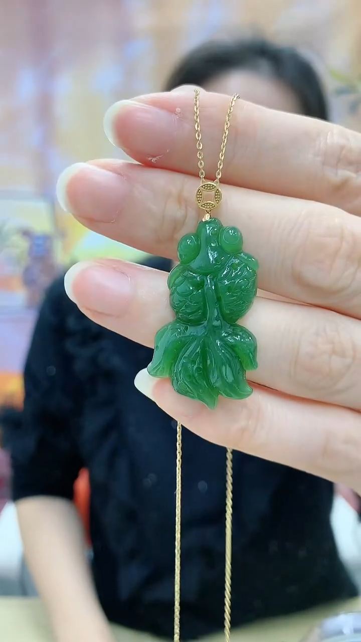 【闪购商品】和田玉吊坠(不含链)18K金镶嵌dd@@和田玉吊坠A206