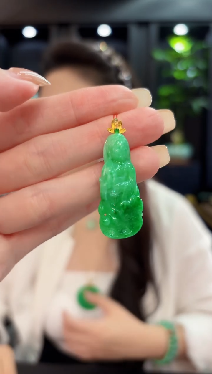 吊坠(不含链)18K金镶嵌翡翠 缅料A货/支持复检/一件