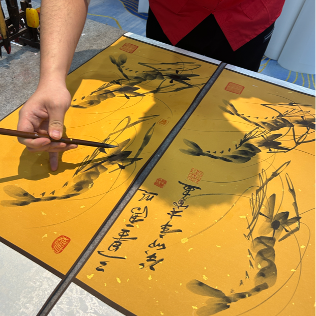 郭春雷国画作品《三星高照》93*32cm，实木卷轴装裱