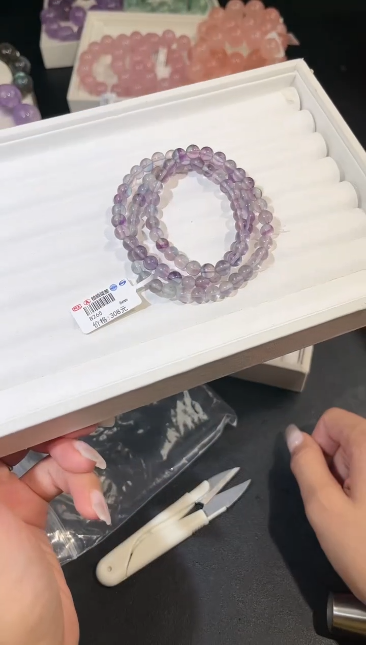 手链未镶嵌萤石多样性发一Q8渐变紫萤石多圈6mm