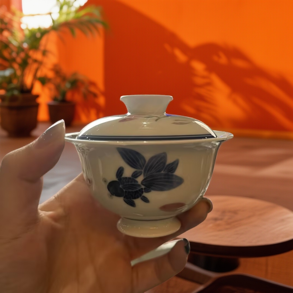 【央广非遗】古窑御器金玉满堂清茶二才盖碗