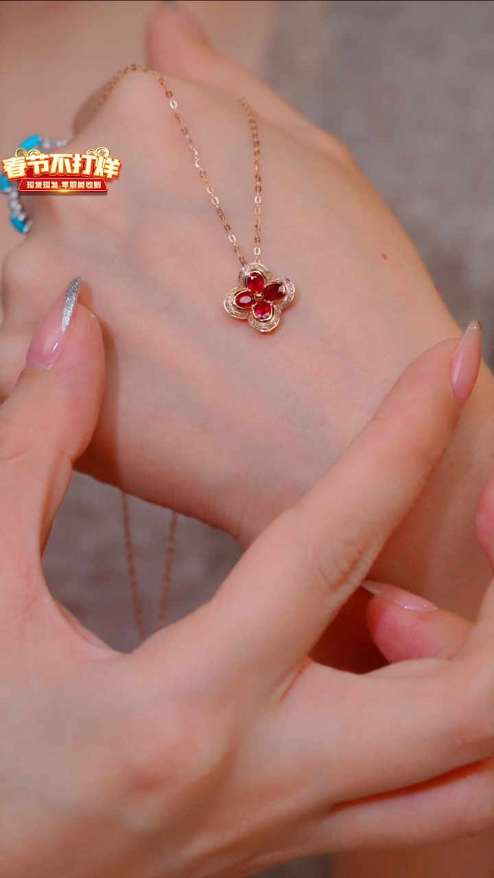 【闪购商品】红宝石项链18K金镶嵌多样性发1ct@@Q0988