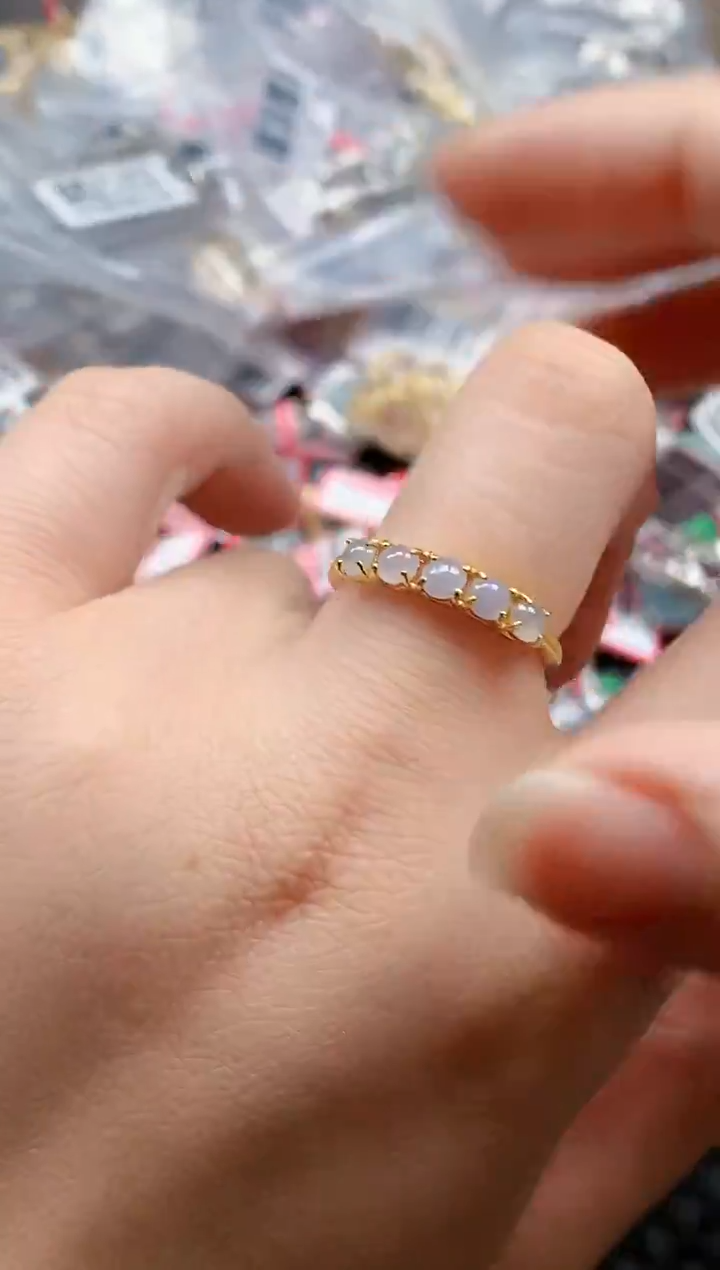 银S925镶嵌戒指翡翠天然A货缅甸翡翠