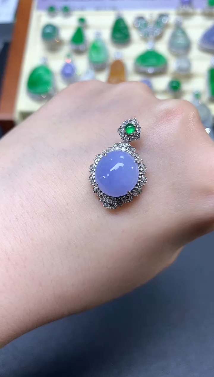 【闪购商品】翡翠吊坠(不含链)18K金镶嵌吊坠|7980+798