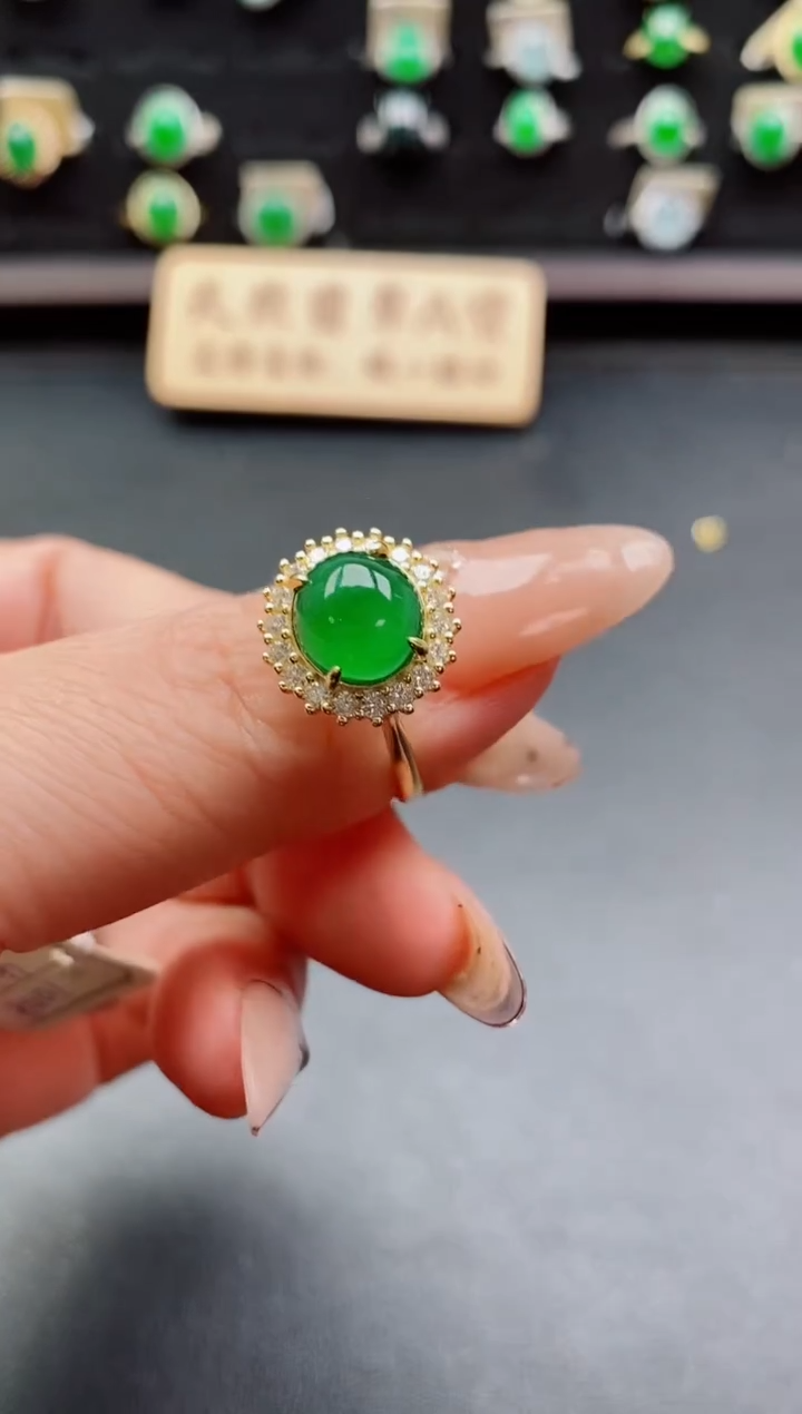 银S925镶嵌戒指翡翠1