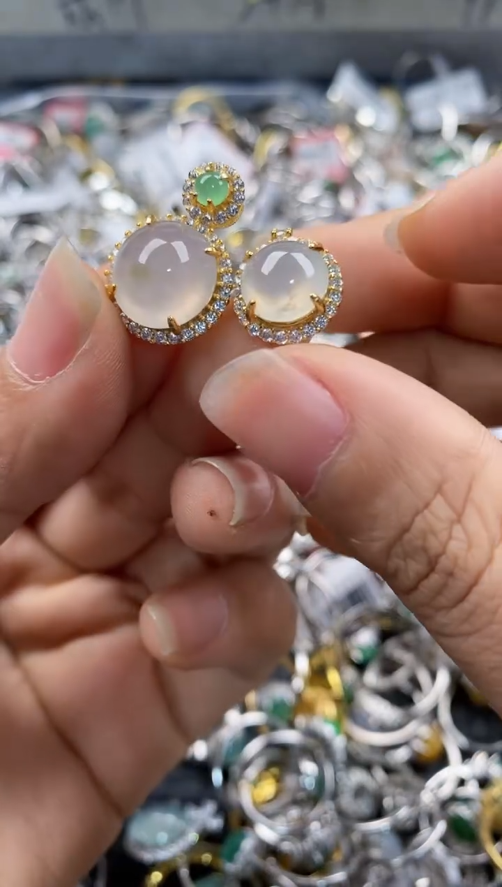 银S925镶嵌戒指翡翠444---5