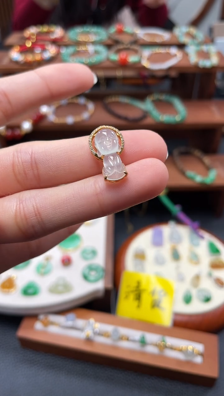 【闪购商品】翡翠吊坠(不含链)18K金镶嵌一个  JK268