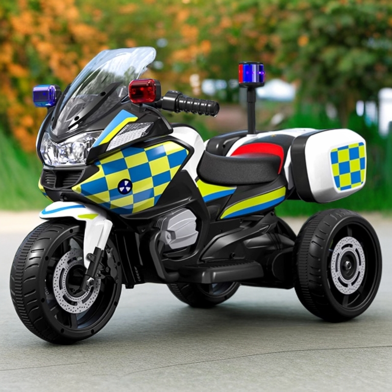 儿童电动摩托车三轮车双人大号车双座警车男女宝宝充电可坐玩具车