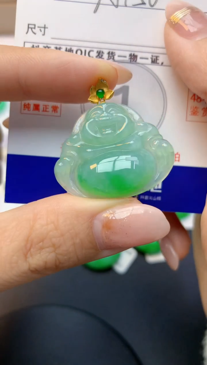 颈饰18K金镶嵌翡翠天然A货缅甸翡翠百元以上9元证书费自理